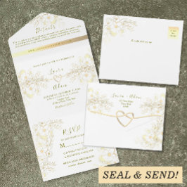 Vintage Blumenhochzeit All In One Einladung