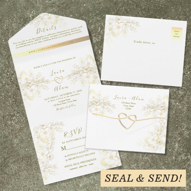 Vintage Blumenhochzeit All In One Einladung (Von Creator hochgeladen)