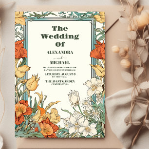 Vintage Blumenhochzeit Einladung