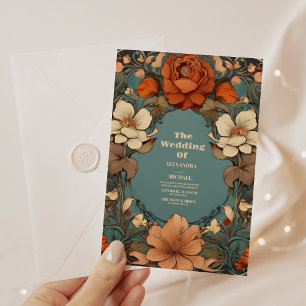 Vintage Blumenhochzeit Einladung