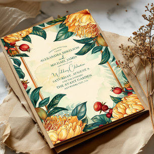 Vintage Blumenhochzeit Einladung