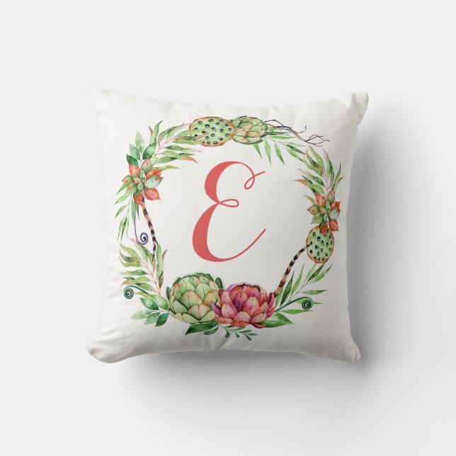 Vintage Blumenhochzeit| Monogramm Kissen (Vorderseite)