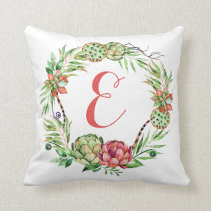Vintage Blumenhochzeit  Monogramm Kissen