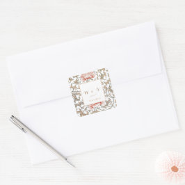 Vintage Blumenhochzeit Quadratischer Aufkleber