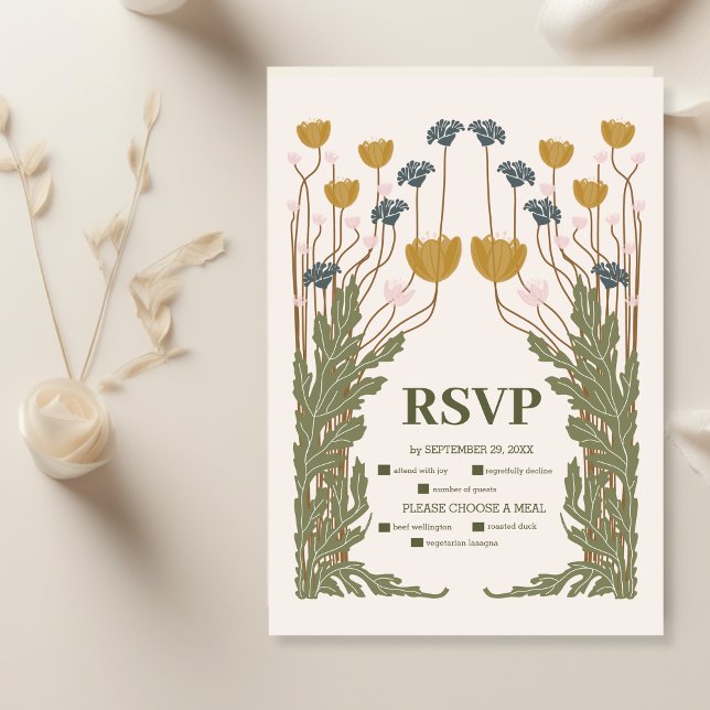 Vintage Blumenhochzeit RSVP Karte (Von Creator hochgeladen)