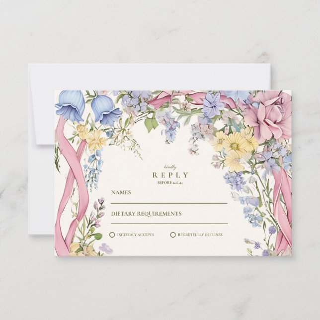 Vintage Blumenhochzeit RSVP Karte (Vorderseite)