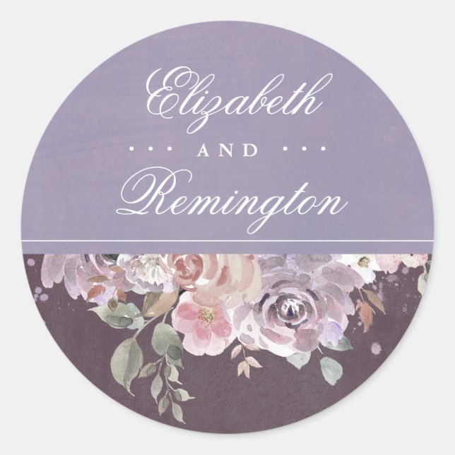 Vintage Blumenhochzeit Runder Aufkleber (Vorderseite)