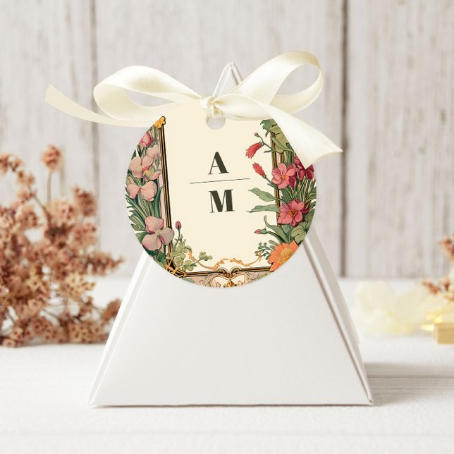 Vintage Blumenhochzeit Runder Aufkleber (Von Creator hochgeladen)