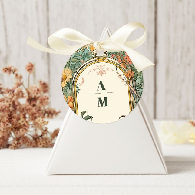 Vintage Blumenhochzeit Runder Aufkleber (Von Creator hochgeladen)