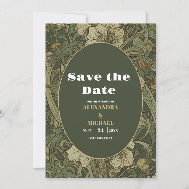 Vintage Blumenhochzeit Save The Date (Vorderseite)