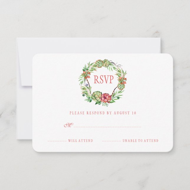 Vintage Blumenhochzeit Sukkulent | UAWG RSVP Karte (Vorderseite)