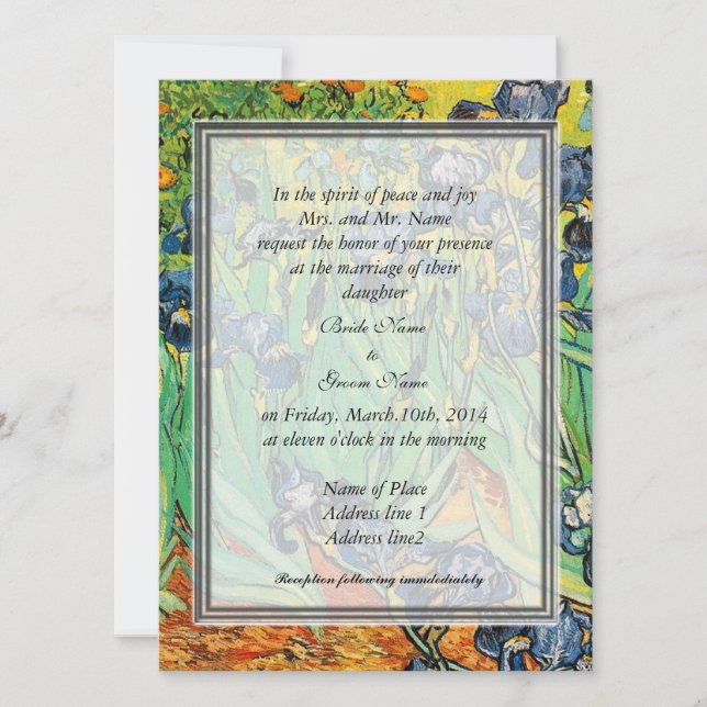 Vintage Blumenhochzeit, Van Gogh, Ire Einladung (Vorderseite)