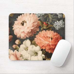 Vintage-Blumenillustration mit gemischten Blüten Mousepad