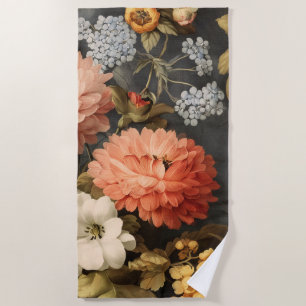 Vintage-Blumenillustration mit gemischten Blüten Strandtuch
