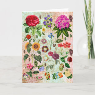 Vintage-Blumenillustrationen Naturkunst Dankeskarte