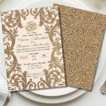 Vintage blumenislamische Beige- und Goldhochzeit