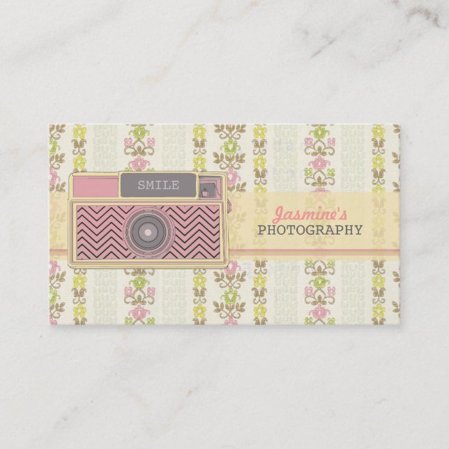 Vintage Blumenkamera-Fotografie-Geschäfts-Karten Visitenkarte (Vorderseite)