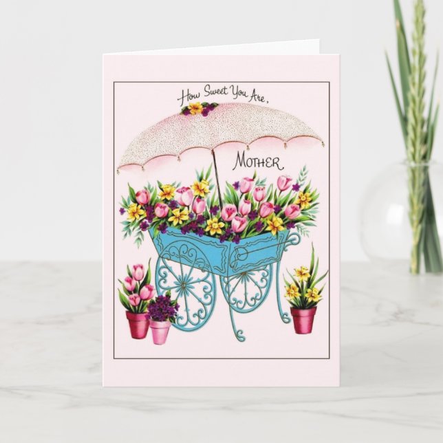 Vintage Blumenkarte der mutter Tages Karte (Vorderseite)