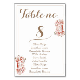Vintage Blumenkarten für Hochzeitstische Tischnummer