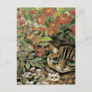 Vintage-Blumenkatzen-Postkarte Postkarte