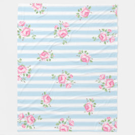 Vintage, blumenklassische Streifen Rosa Rosen Fleecedecke