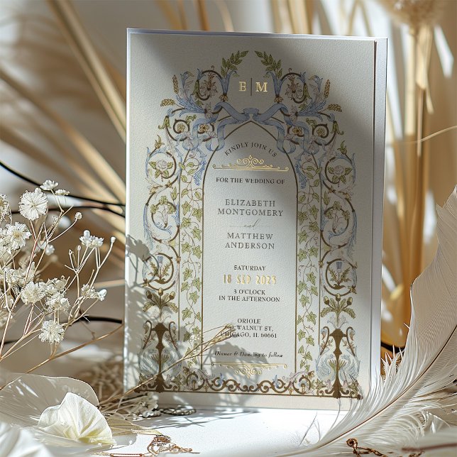 Vintage blumenkönigliche Viktorianische Hochzeit E Folieneinladung (Von Creator hochgeladen)
