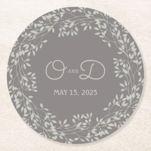 Vintage-Blumenkranz-Hochzeit Runder Pappuntersetzer