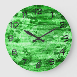Vintage-Blumenkunst Holz Große Wanduhr