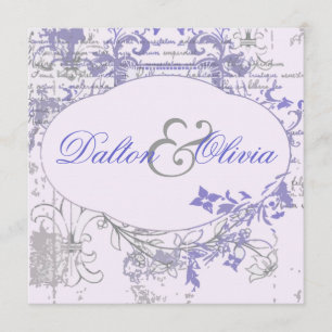 Vintage BlumenLilien-Lavendel-Hochzeit Einladung
