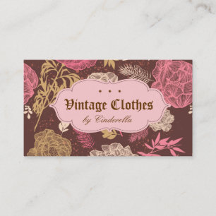 Vintage-Blumenmode Kleidung Rosa Braun Creme Visitenkarte