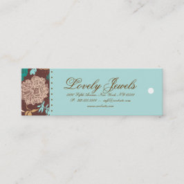 Vintage Blumenmode-Kleidungs-blaues Brown-Creme Mini Visitenkarte