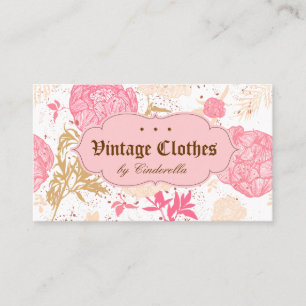 Vintage Blumenmodeon Kleidung Rosa Weißcreme Visitenkarte