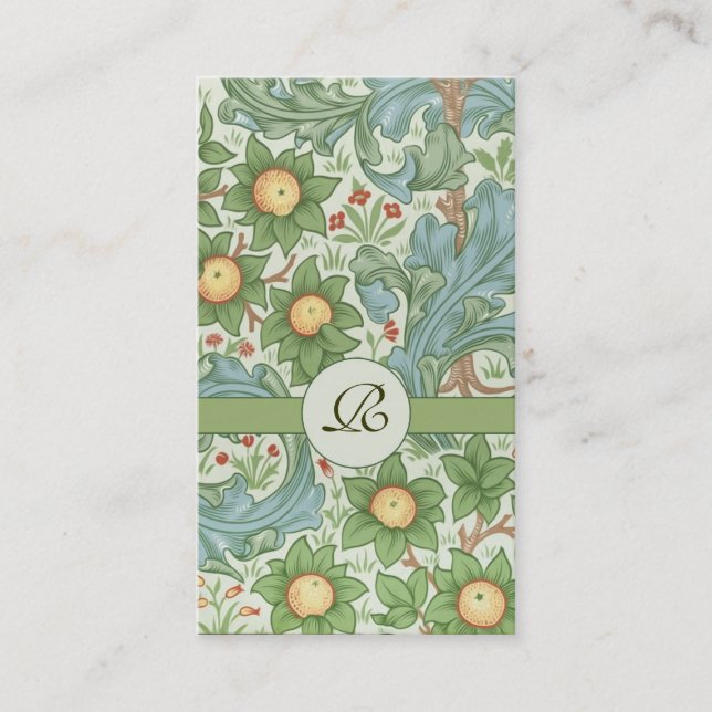 Vintage Blumenmonogramm-Geschäftskarte Visitenkarte (Vorderseite)