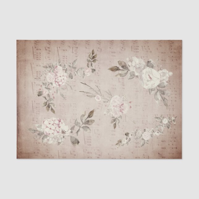 Vintage Blumenmusik Seidenpapier (Vorderseite)
