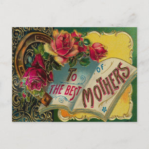Vintage Blumenmuster Beste Mama Muttertag Postkarte