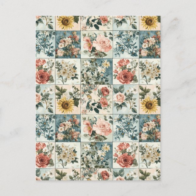 Vintage Blumenmuster-Design Postkarte (Vorderseite)