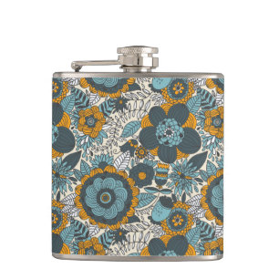Vintage-Blumenmuster Flachmann