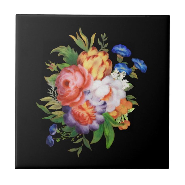 Vintage Blumenmuster Fliese (Vorderseite)