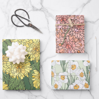 Vintage Blumenmuster Geschenkpapier Set