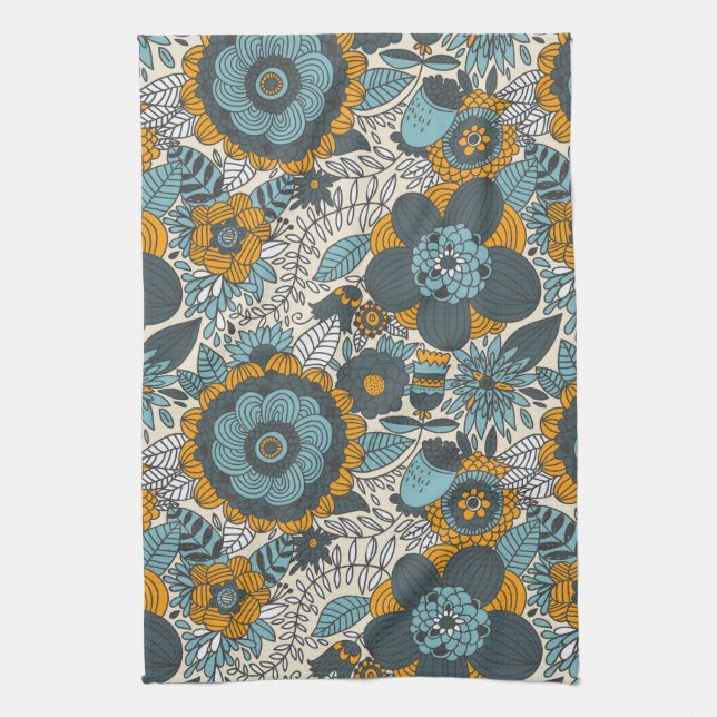 Vintage-Blumenmuster Geschirrtuch (Vertikal)