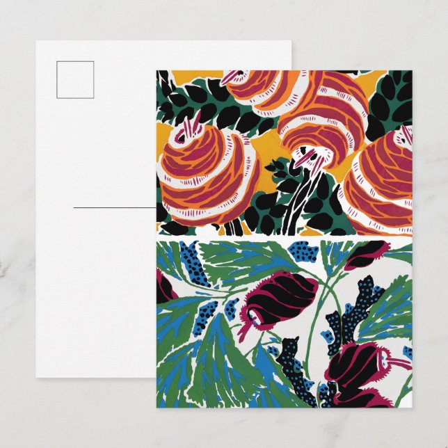 Vintage-Blumenmuster III Klein Postkarte (Vorne/Hinten)