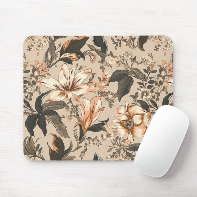 Vintage-Blumenmuster-Mauspad Mousepad (Mit Mouse)