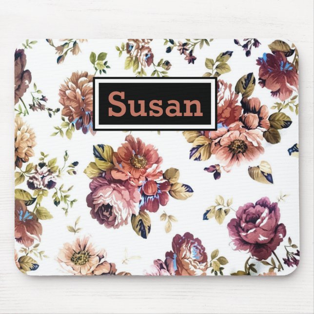 Vintage-Blumenmuster-Mauspad Mousepad (Vorne)