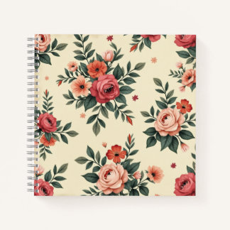Vintage Blumenmuster mit klassischer Eleganz Notizbuch
