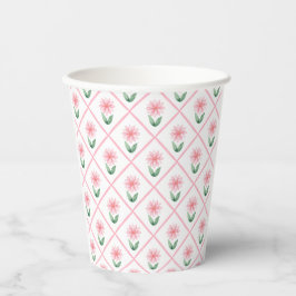 Vintage-Blumenmuster mit kleinen rosa Blüten Pappbecher