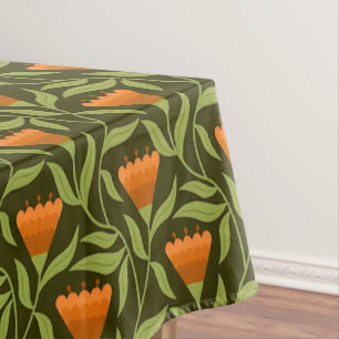 Vintage-Blumenmuster mit orangefarbenen Tulpen Tischdecke