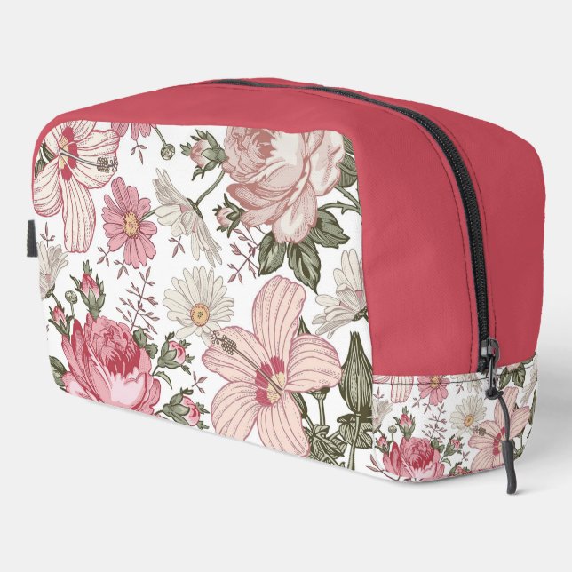Vintage-Blumenmuster mit Rosen Waschbeutel (Rechte Ecke)