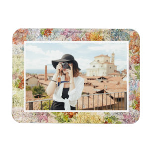 Vintage-Blumenmuster mit Störungen nach Maß Foto Magnet