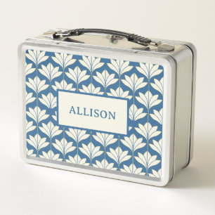 Vintage-Blumenmuster Name Metall Brotdose