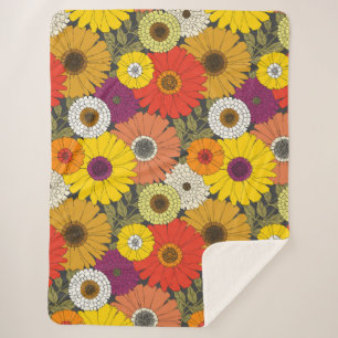 Vintage-Blumenmuster Sherpadecke